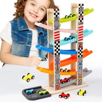Wooden Car Ramp Race Track – Nostalgic Fun for Little Car Fans