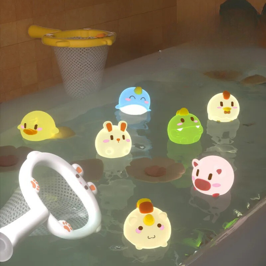 Self-Luminous Bath Toy with Landing Net