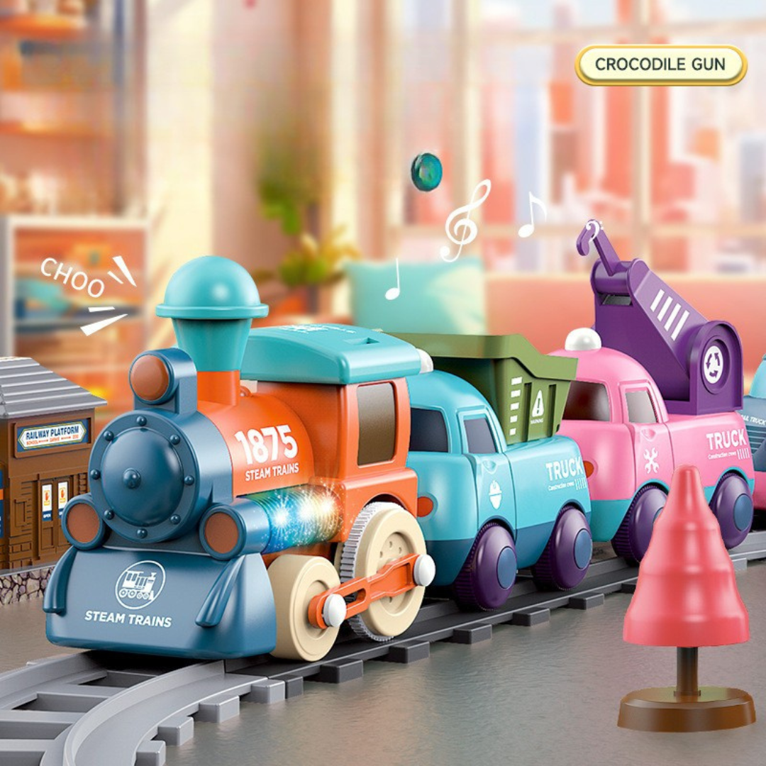 Musical train toy with various trailers