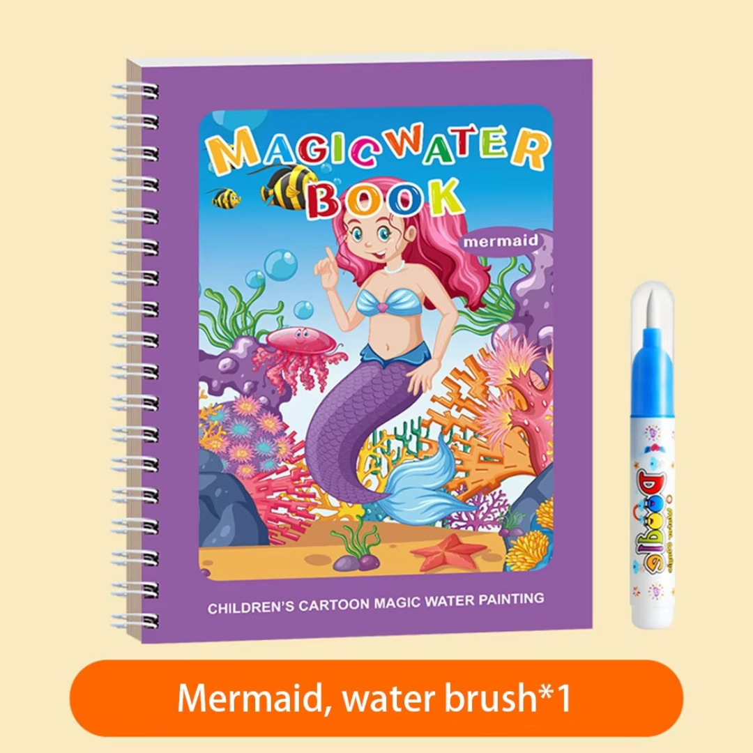 Magic Self Erasing Water Painting Book Set with Water Brush (Set of 6)