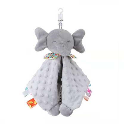 Soothing plush cuddly blanket with rattle
