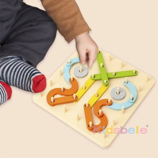 Creative Montessori wooden nail puzzle toy