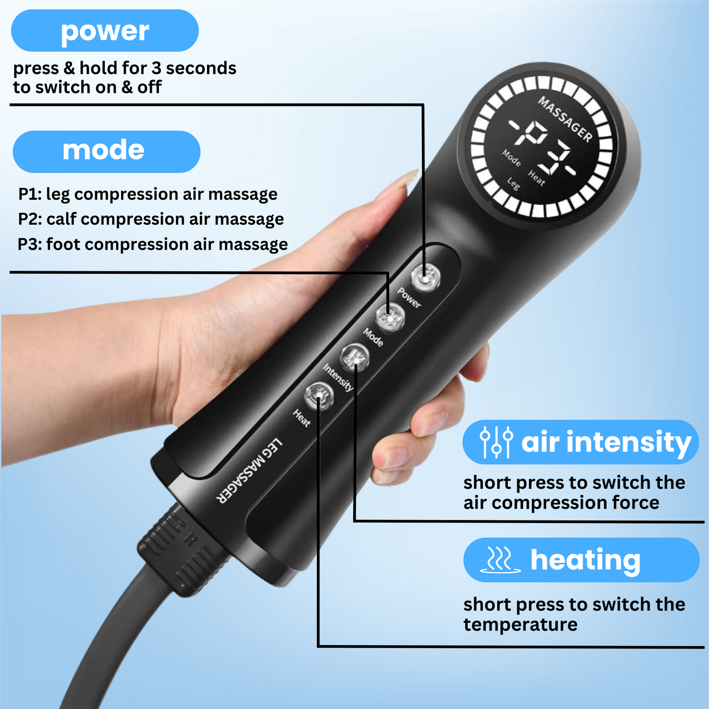 Oakwell™ Air Compression Leg Massager with Heat my soothe lab